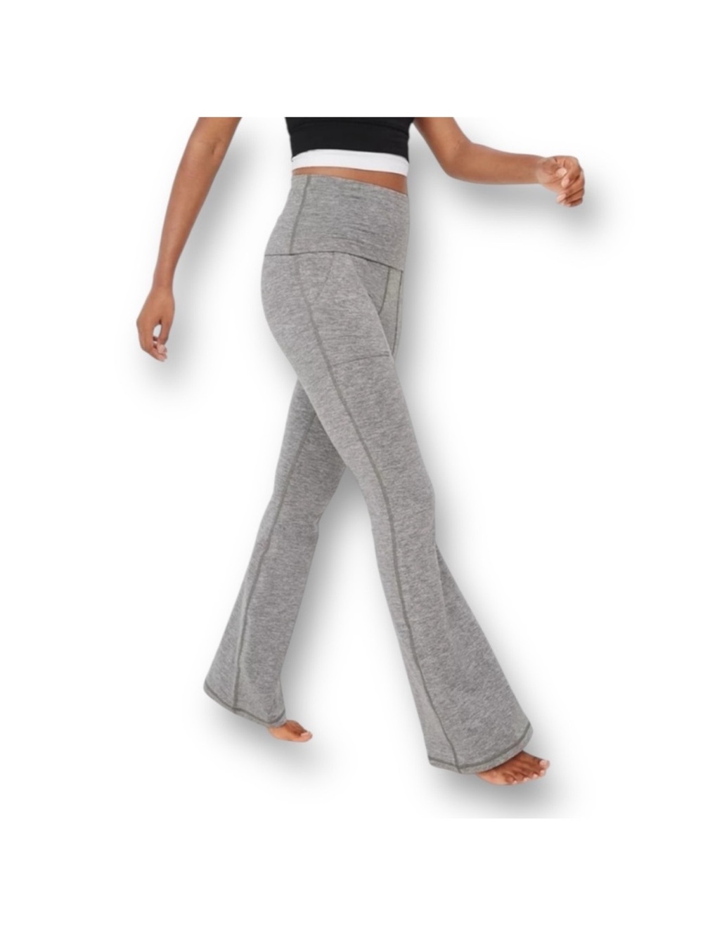 OFFLINE/Aerie The Hugger High Rise Foldover Flare Heather Grey Yoga Gym Legging